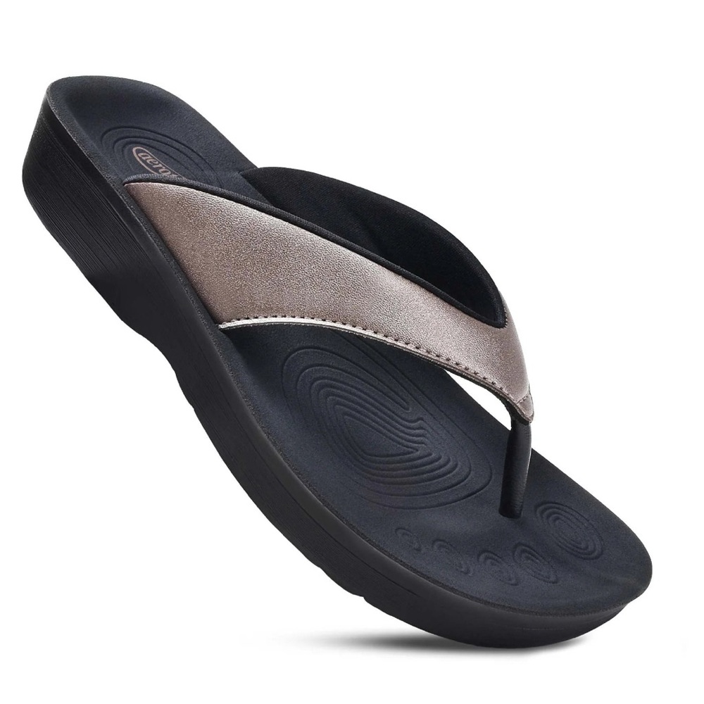Black and Silver Flip Flops